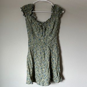 reformation green floral mini dress, size 0